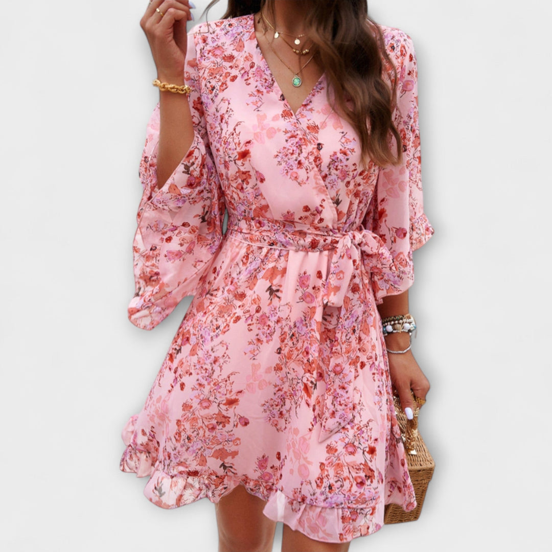 Lina - Dames Midi Jurk met Bloemenpatroon