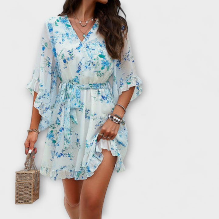 Lina - Dames Midi Jurk met Bloemenpatroon