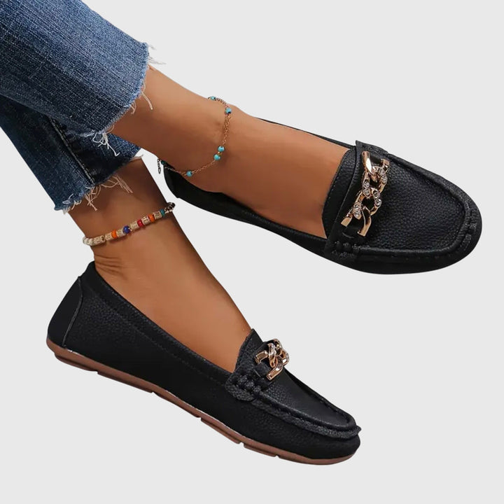 Melissa | Leren loafers met kettingdetail voor dames