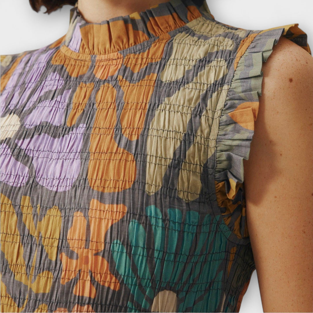 Multikleurige Botanische Midi Jurk