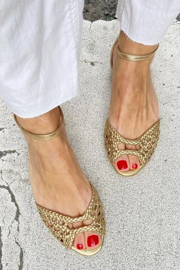 Isadora geweven sandalen – goud