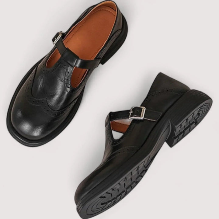 Claudia | Leren Mary Jane loafers met gaatjesmotief voor dames