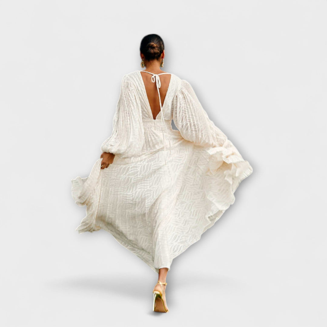 Elsa - Crème Maxi-jurk van Allegory