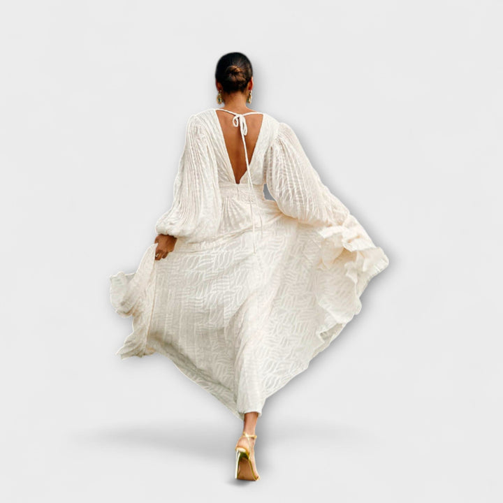 Elsa - Crème Maxi-jurk van Allegory