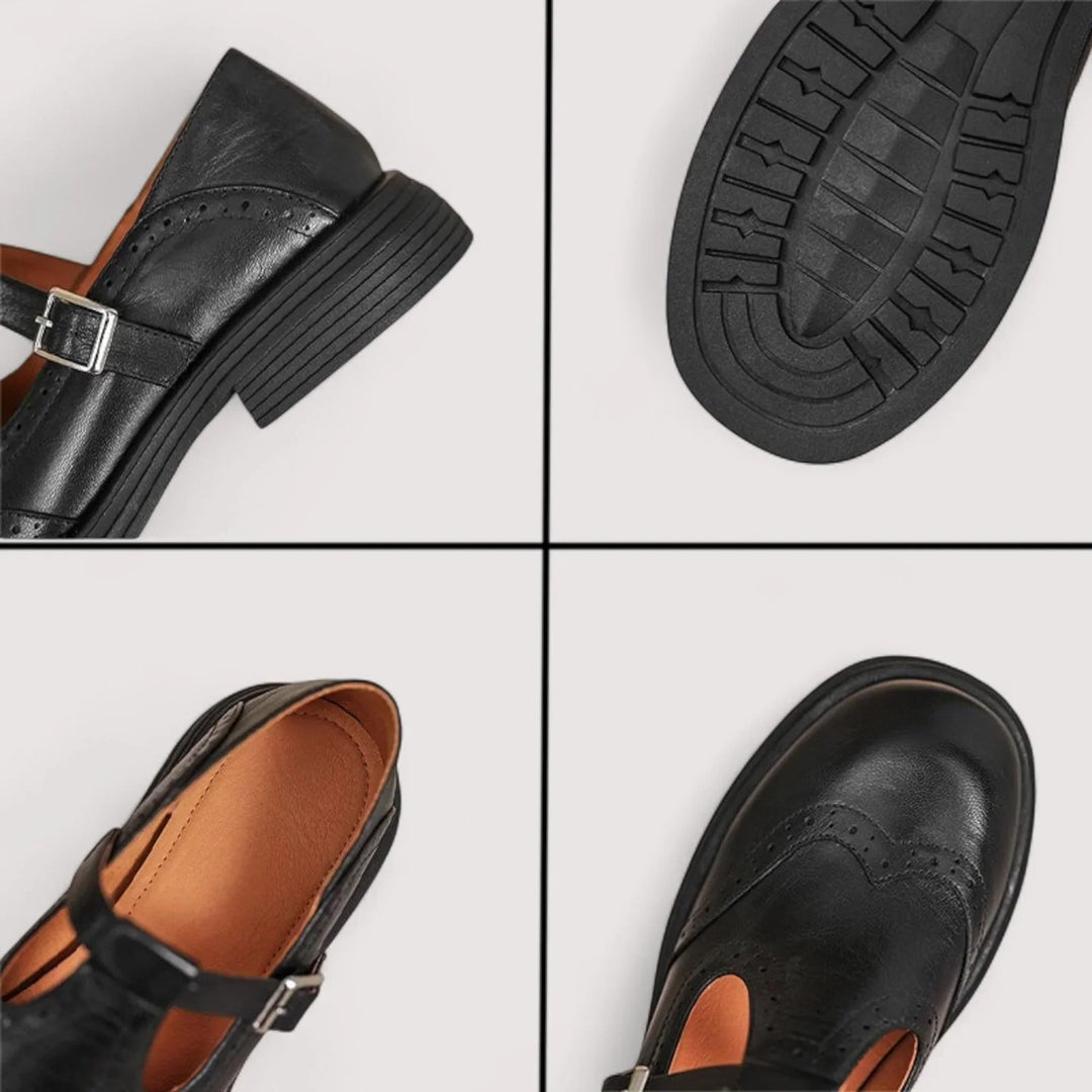Claudia | Leren Mary Jane loafers met gaatjesmotief voor dames