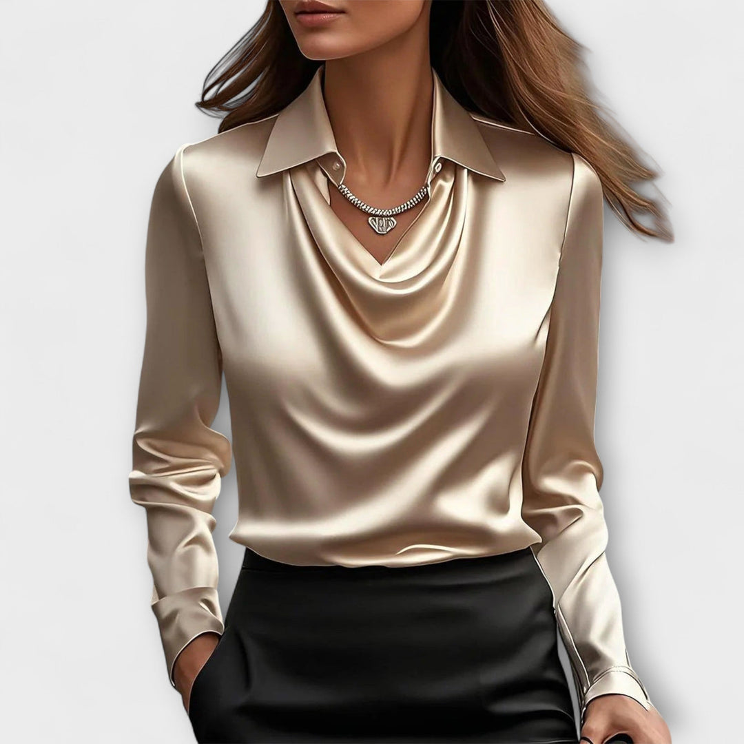 Meli - Glanzende Blouse met Geraffineerde Kraag