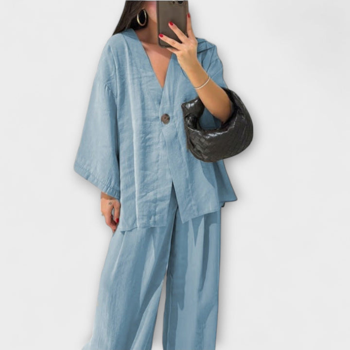 Jacqueline - Casual V-hals Top en Broek Duo