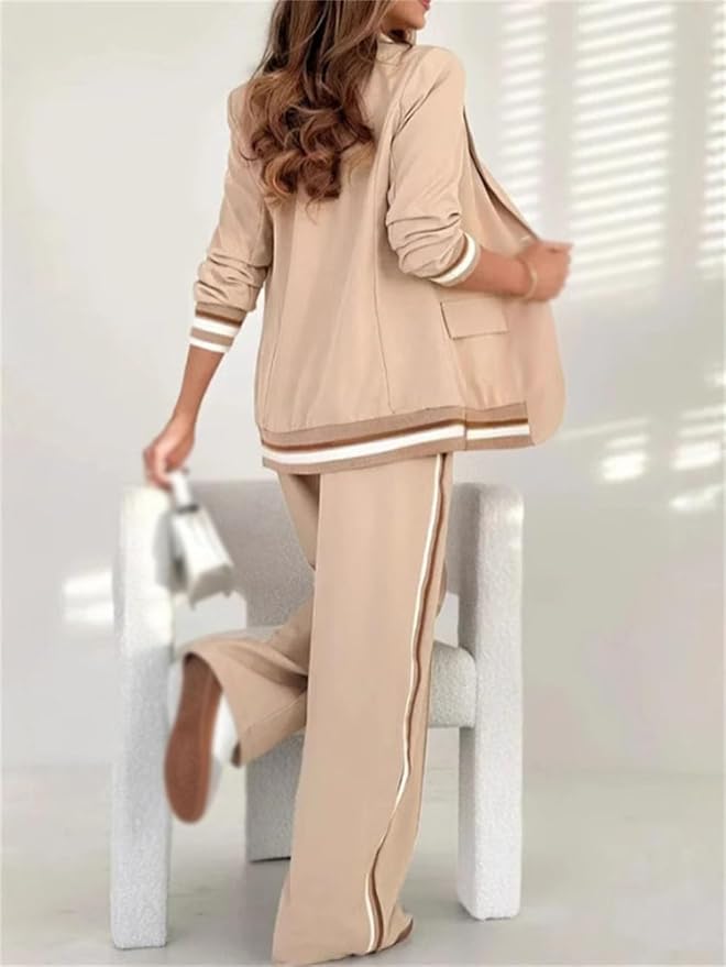 Edmee | Set met blazer en wijde broek met streepdetails voor dames