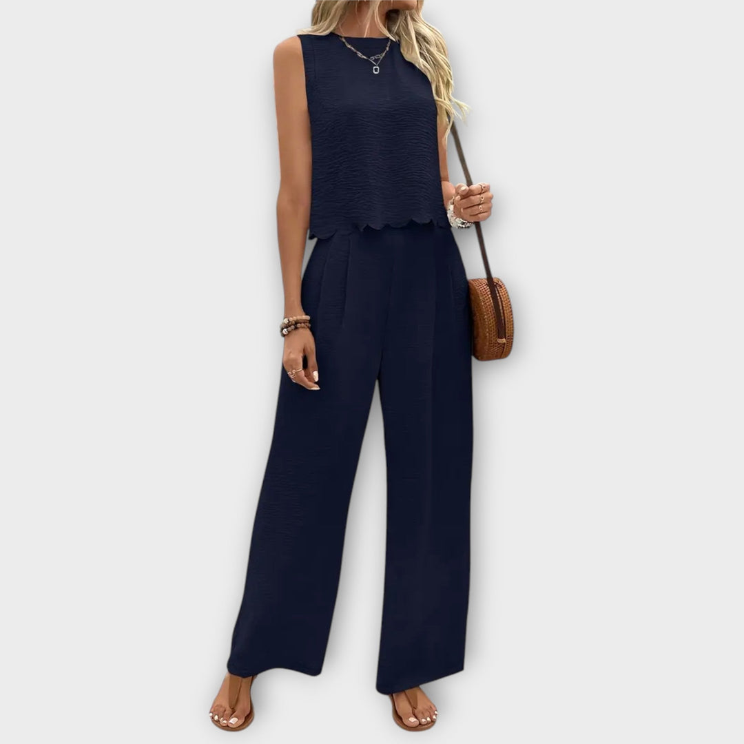 Valeria - Vest met Bloemblaadjesrand & Lange Broek