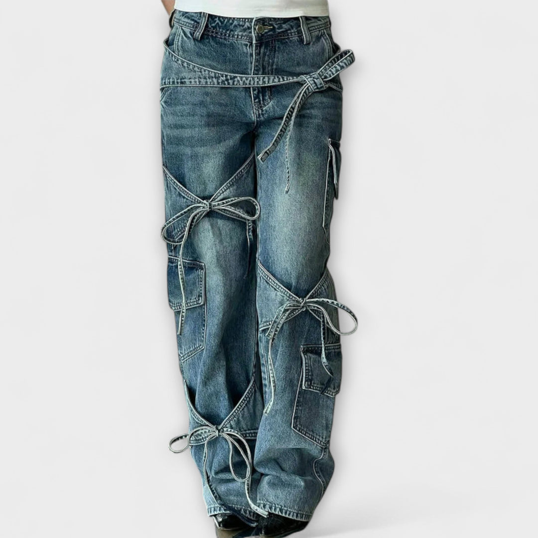 Paloma - Utility Denim Jeans met Knoopdetail