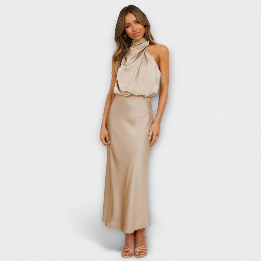 Elegante Halter-Maxijurk in zomers geel