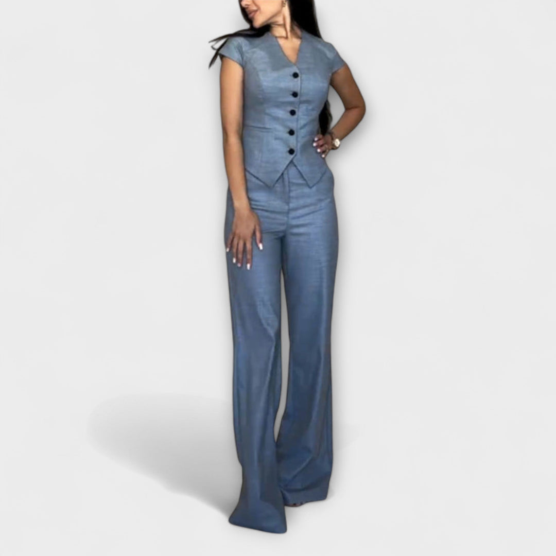 Ivy - Stijlvolle V-hals top en broek set