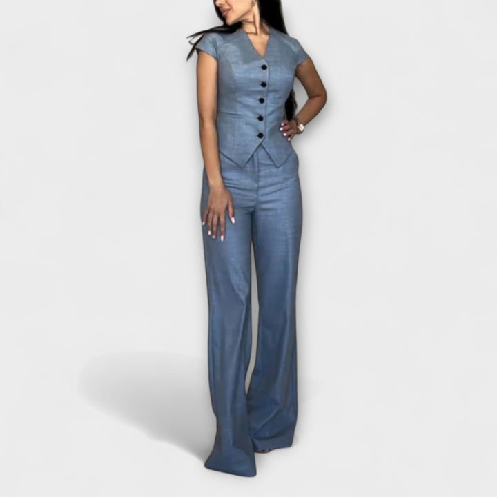Ivy - Stijlvolle V-hals top en broek set