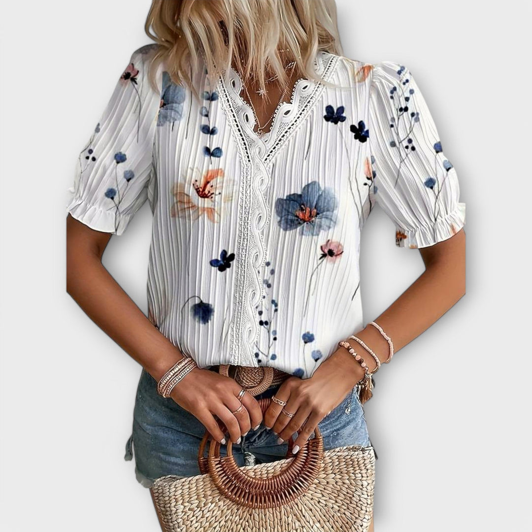 Emily - Modieuze Blouse met Puntige Uitsnijding