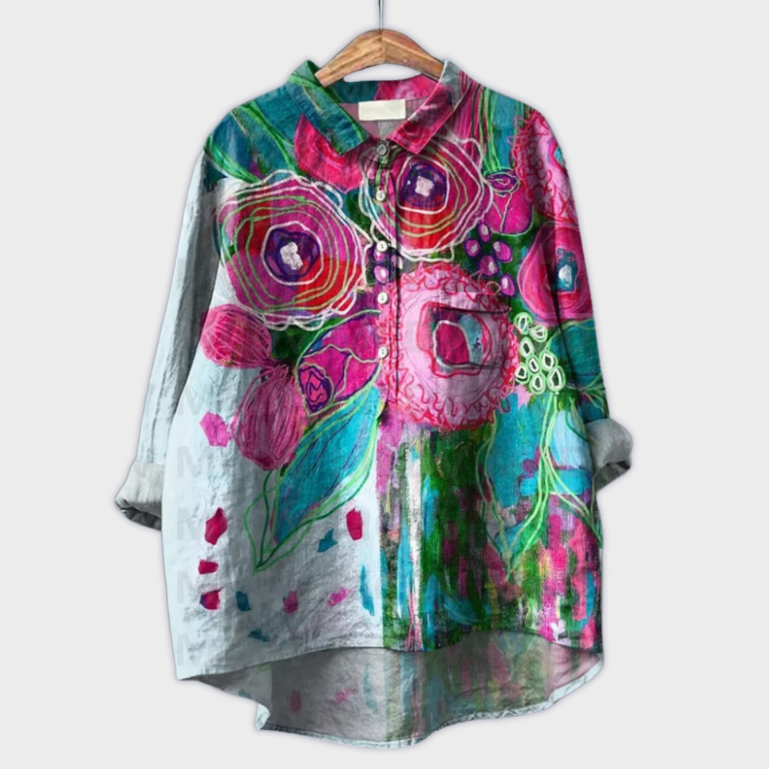 Magdalena - Handgemaakte Damesblouse met Bloemdesign