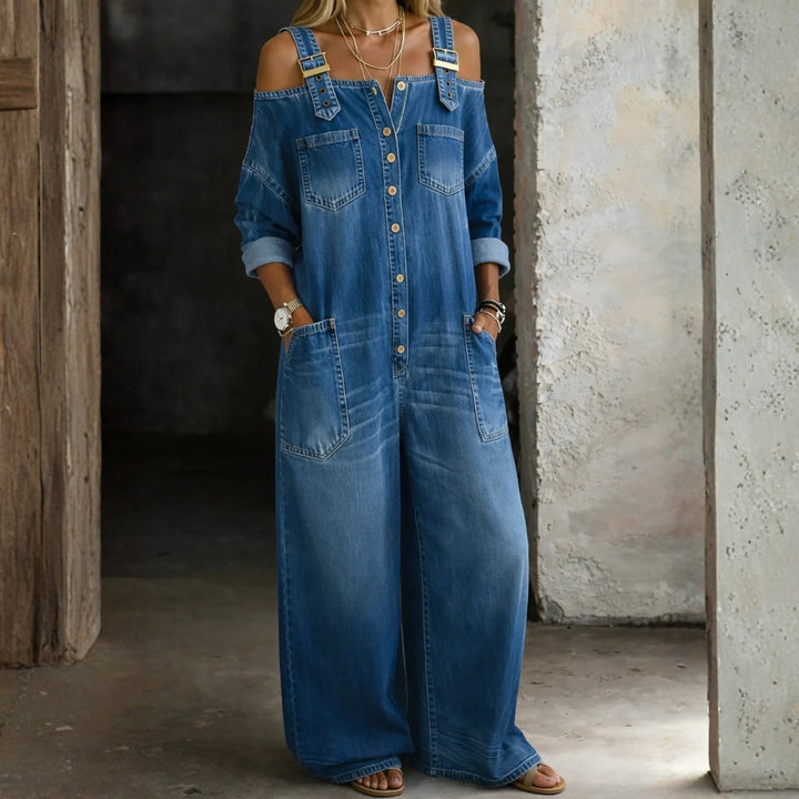 Elsa - Off Shoulder Denim Jumpsuit