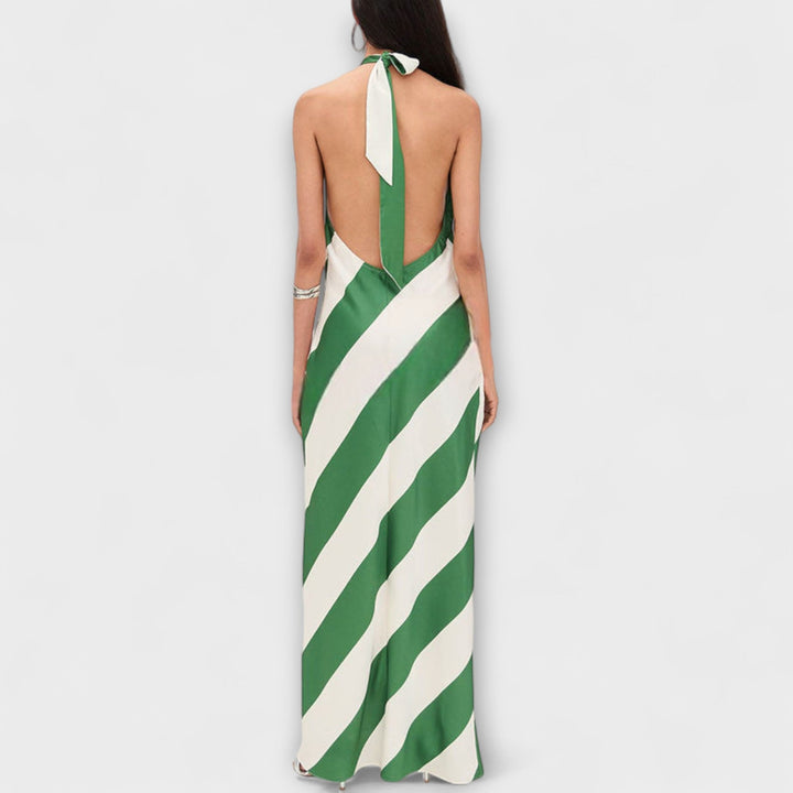 Marlowe - Gestreept Halter Rugvrije Maxikleed