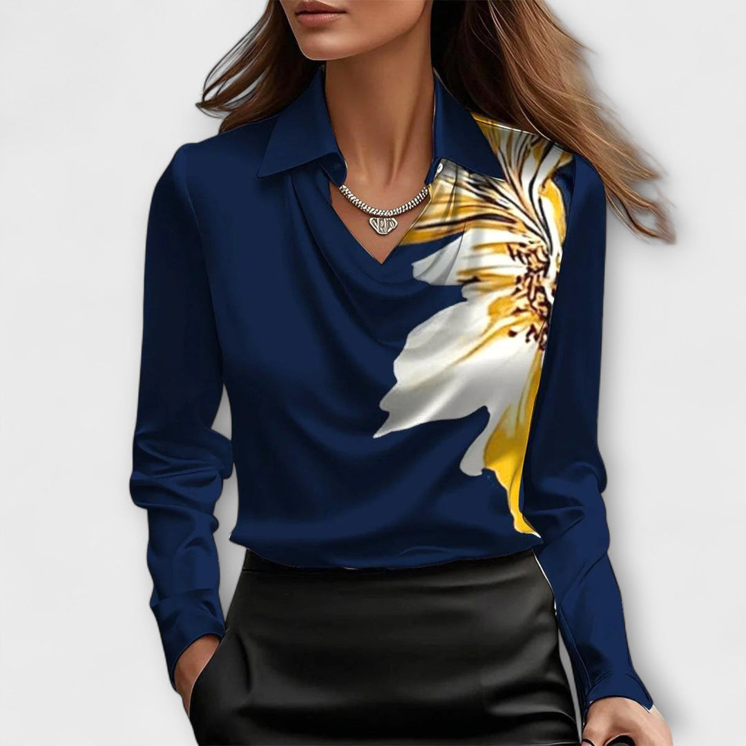 Meli - Glanzende Blouse met Geraffineerde Kraag