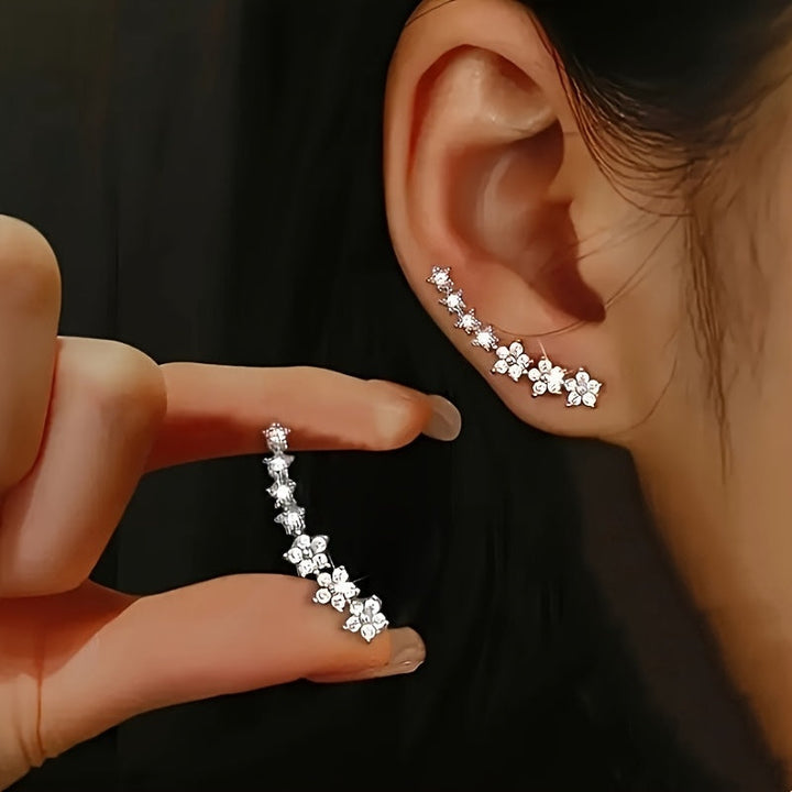 Luxueuze Florale Strass Oorbellen