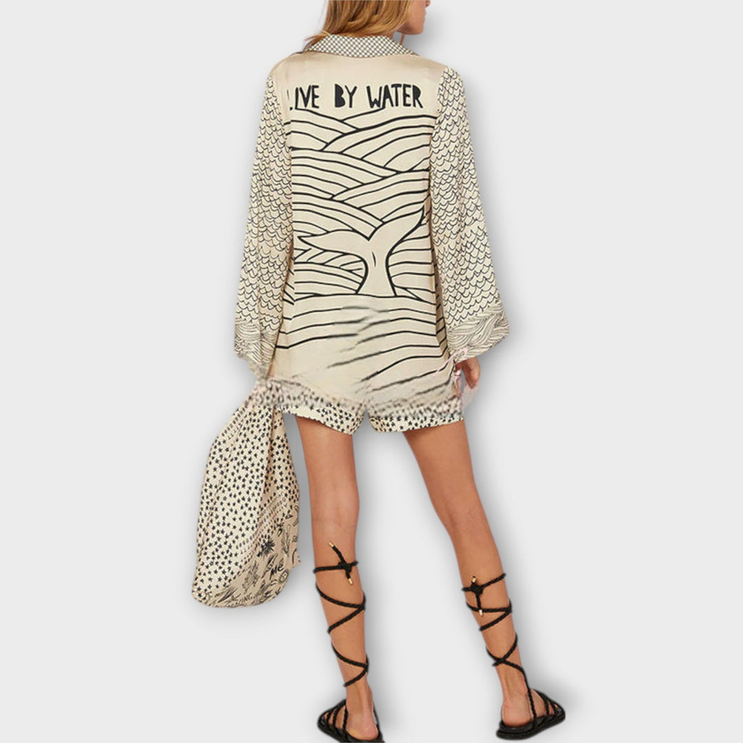Liv - Satijnen Kwast Shirt en Shorts Set