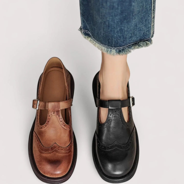 Claudia | Leren Mary Jane loafers met gaatjesmotief voor dames