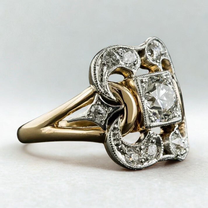 Vintage-Gouden Ring met Zirkonia's
