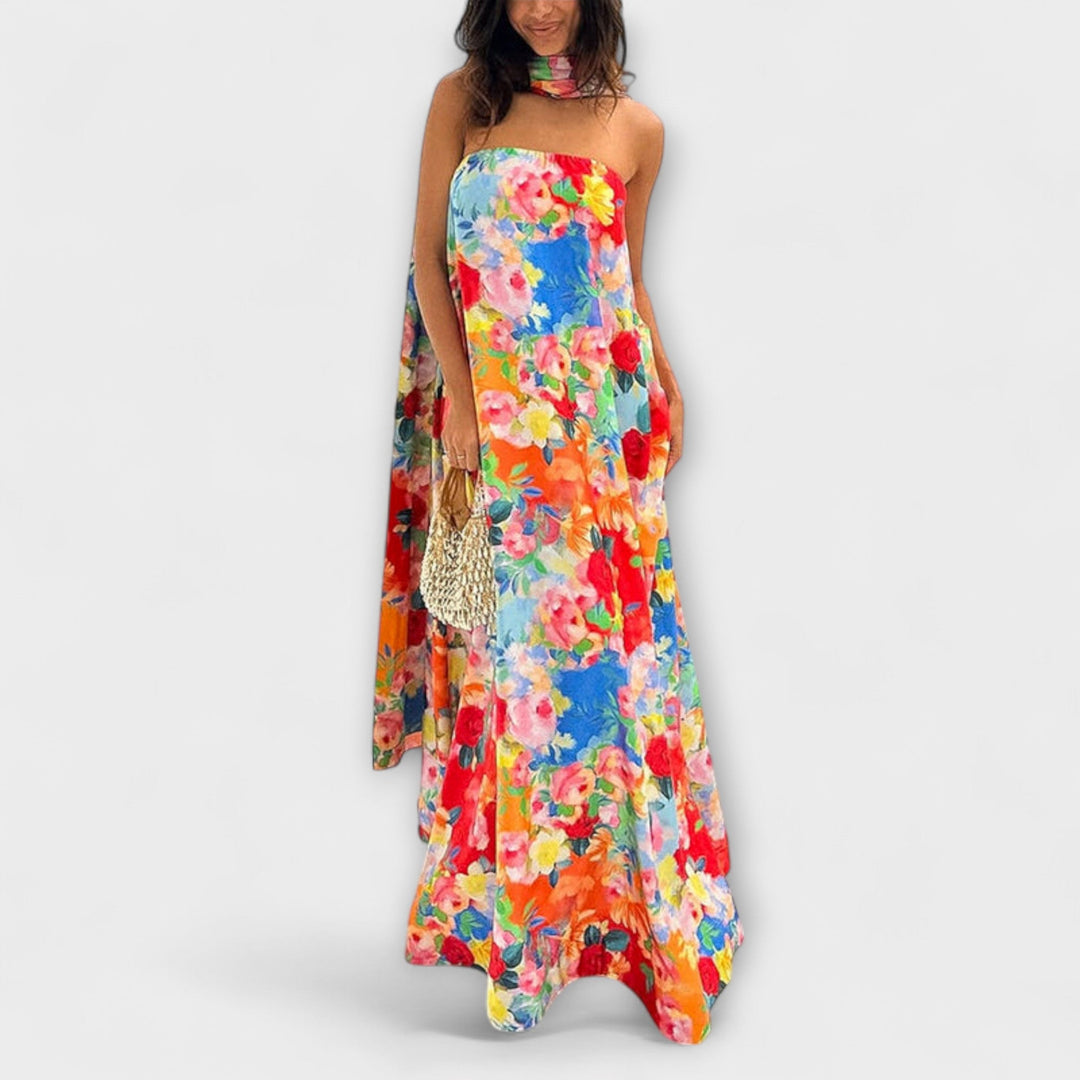 Harlow - Off-Shoulder Bloemen Maxi-Jurk