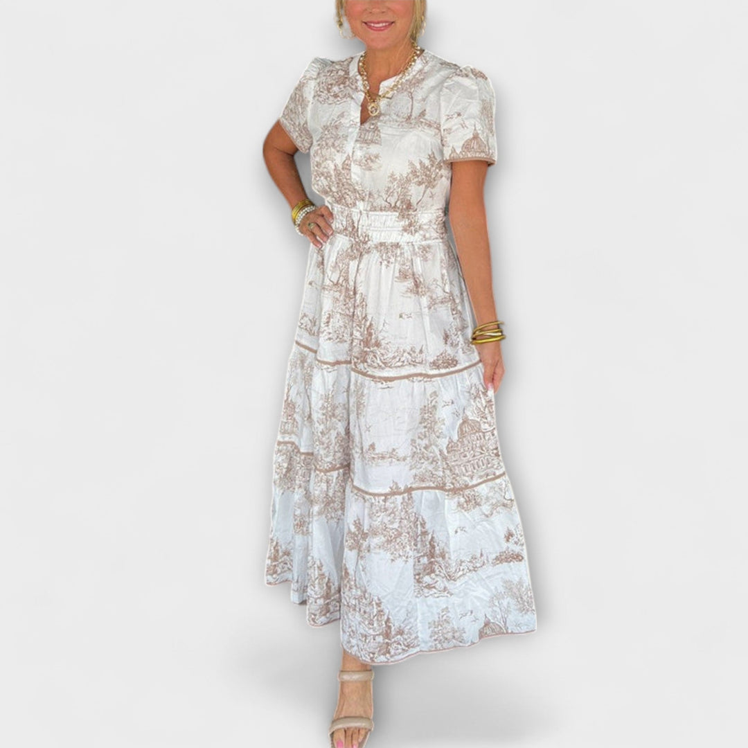 Eliza - Tijdloos Toile Maxi-jurk