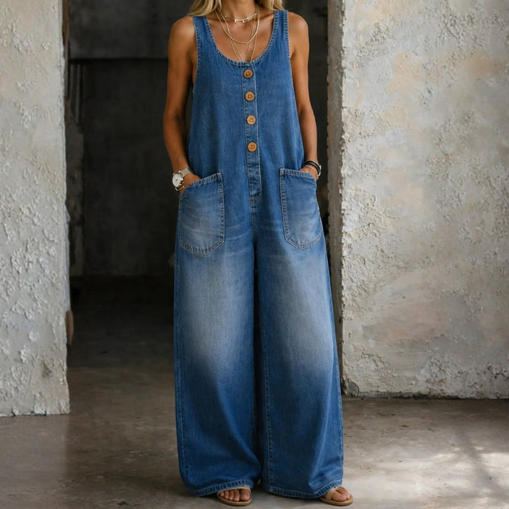 Sara - Vintage Gewassen Katoenen Jumpsuit