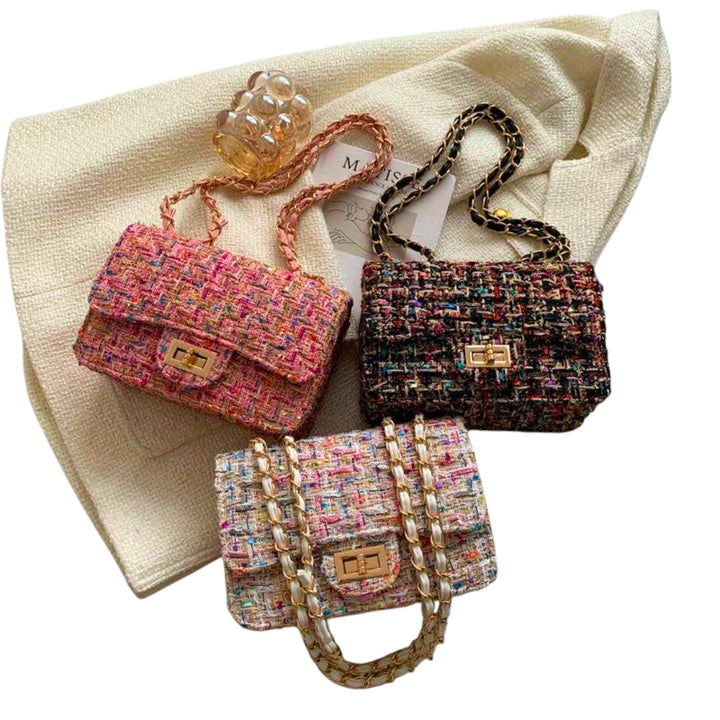 Cecilia | Tweed schoudertas met kettinghengsel voor dames
