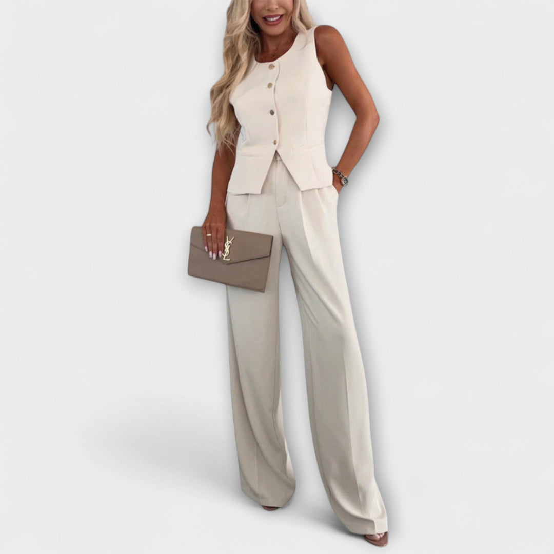 Wilhelmina - Stijlvolle mouwloze top en broek ensemble