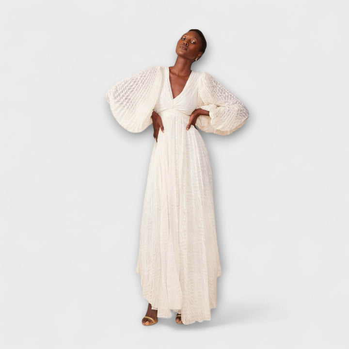Elsa - Crème Maxi-jurk van Allegory