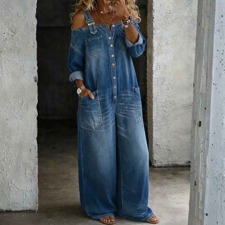 Florence - Denim Jumpsuit met Ontblote Schouders