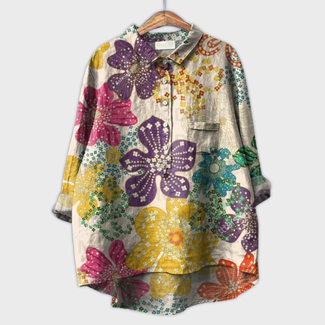 Magdalena - Handgemaakte Damesblouse met Bloemdesign