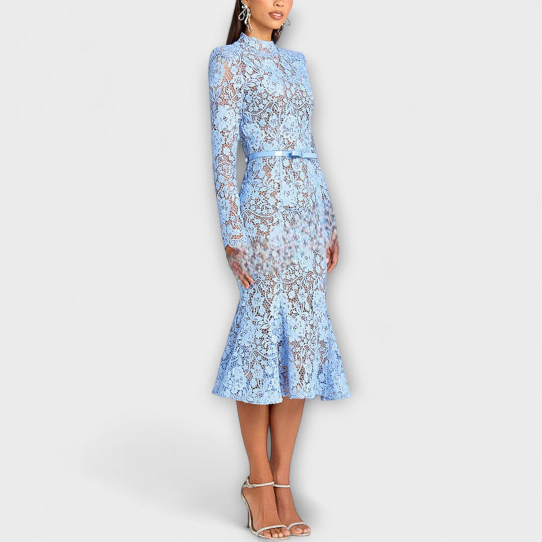 Freya - Elegante Midi-Jurk van Bloemenkant