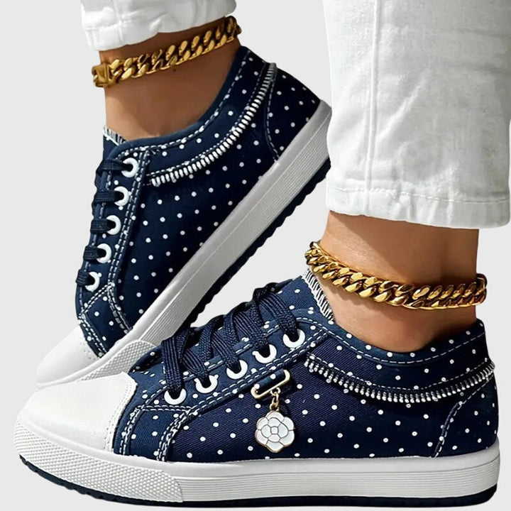 Elena | Plateausneakers met veters en gestippelde stof voor dames