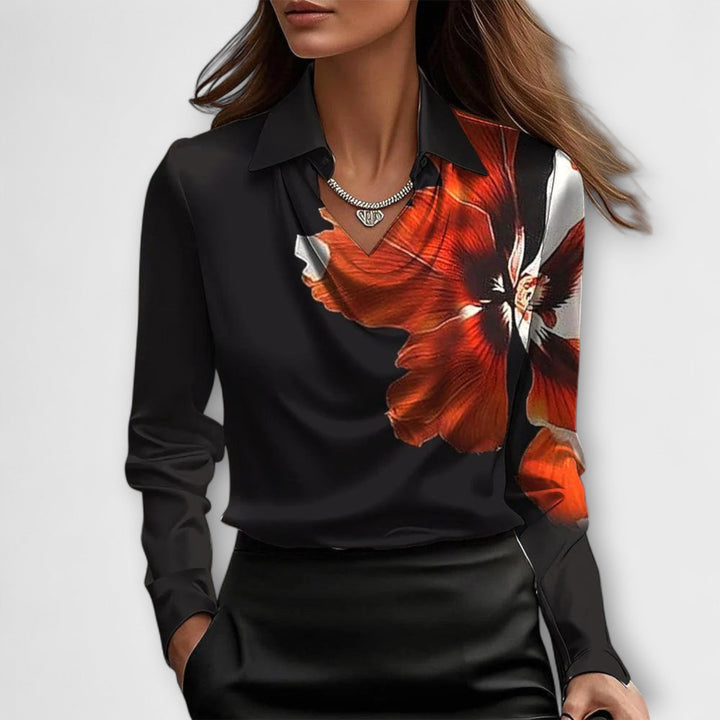 Meli - Glanzende Blouse met Geraffineerde Kraag