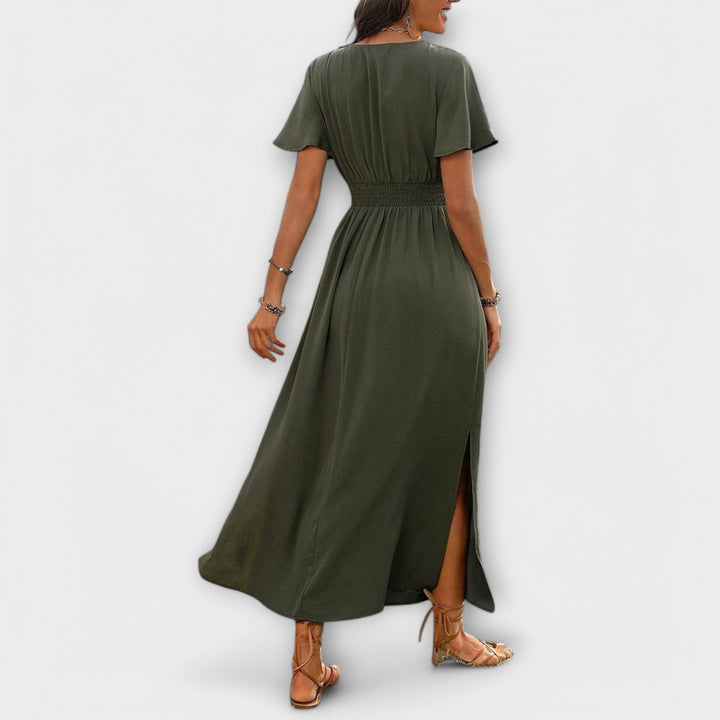 Heather - Elegante Boho jurk met V-hals en lange mouwen