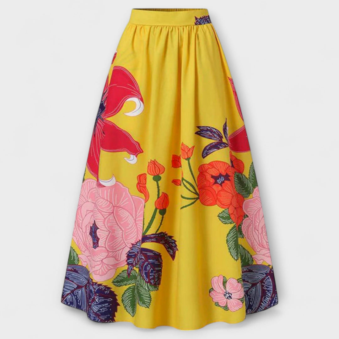 Ysolda - Schitterende Hoge Taille Bloemenprint Rok