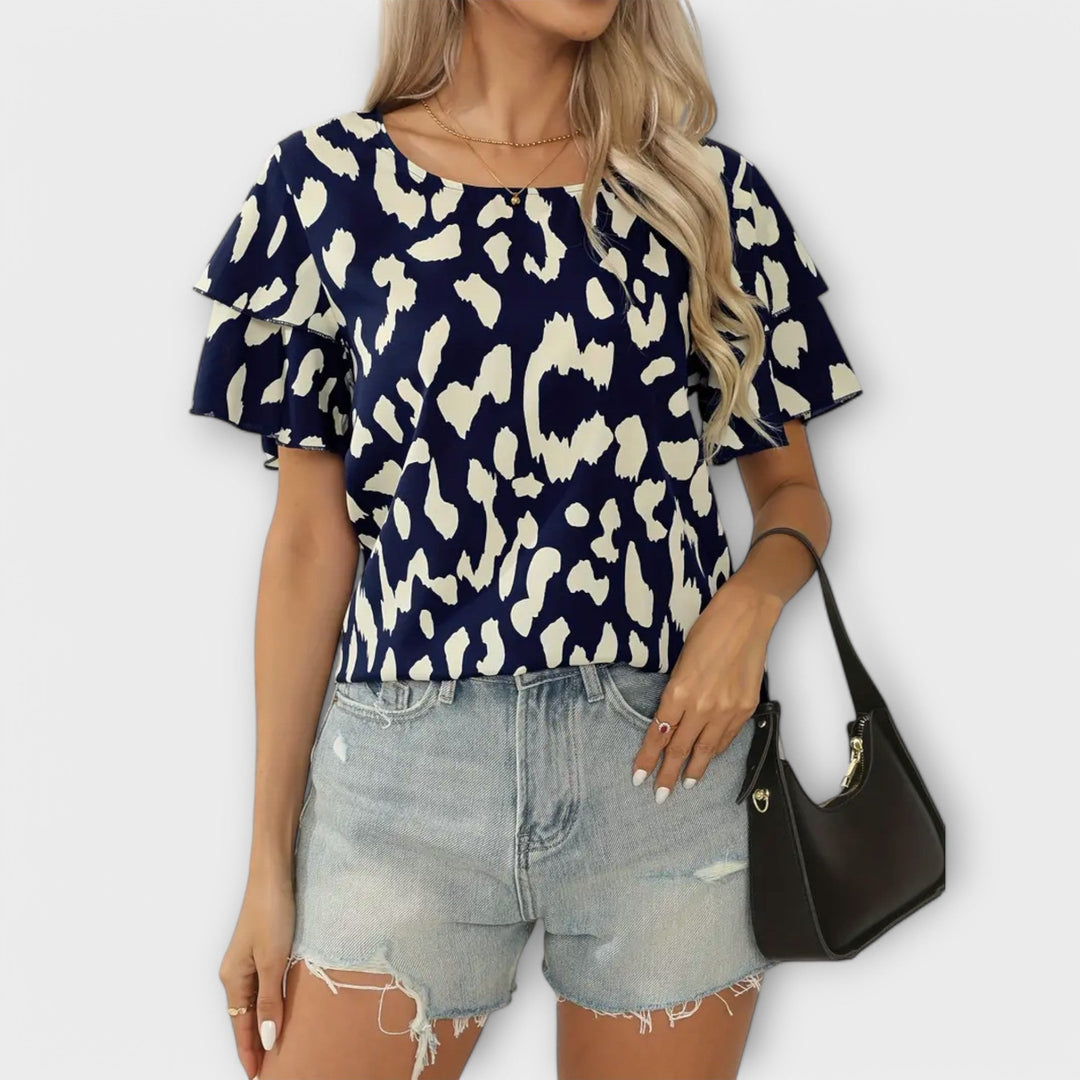 Evelyn - Casual Blouse met Ronde Halslijn