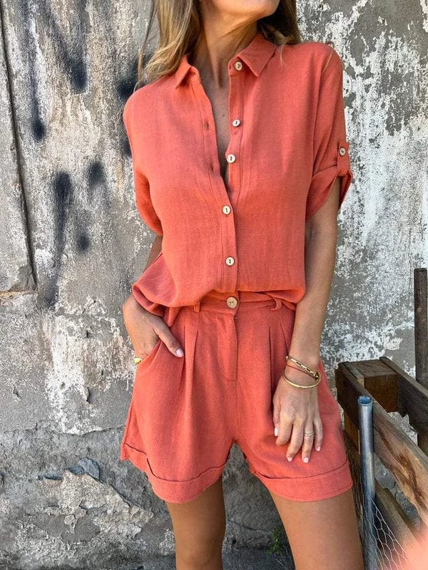 Aneta | Set met hemdblouse en short voor dames
