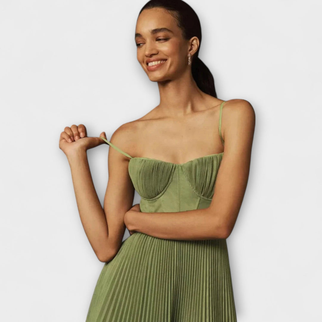Marilyn - Faltenrok Midi Jurk van Tüll met Bustier-Design