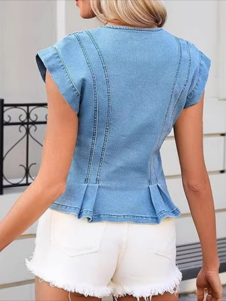 Vera - Top van Denim met V-hals