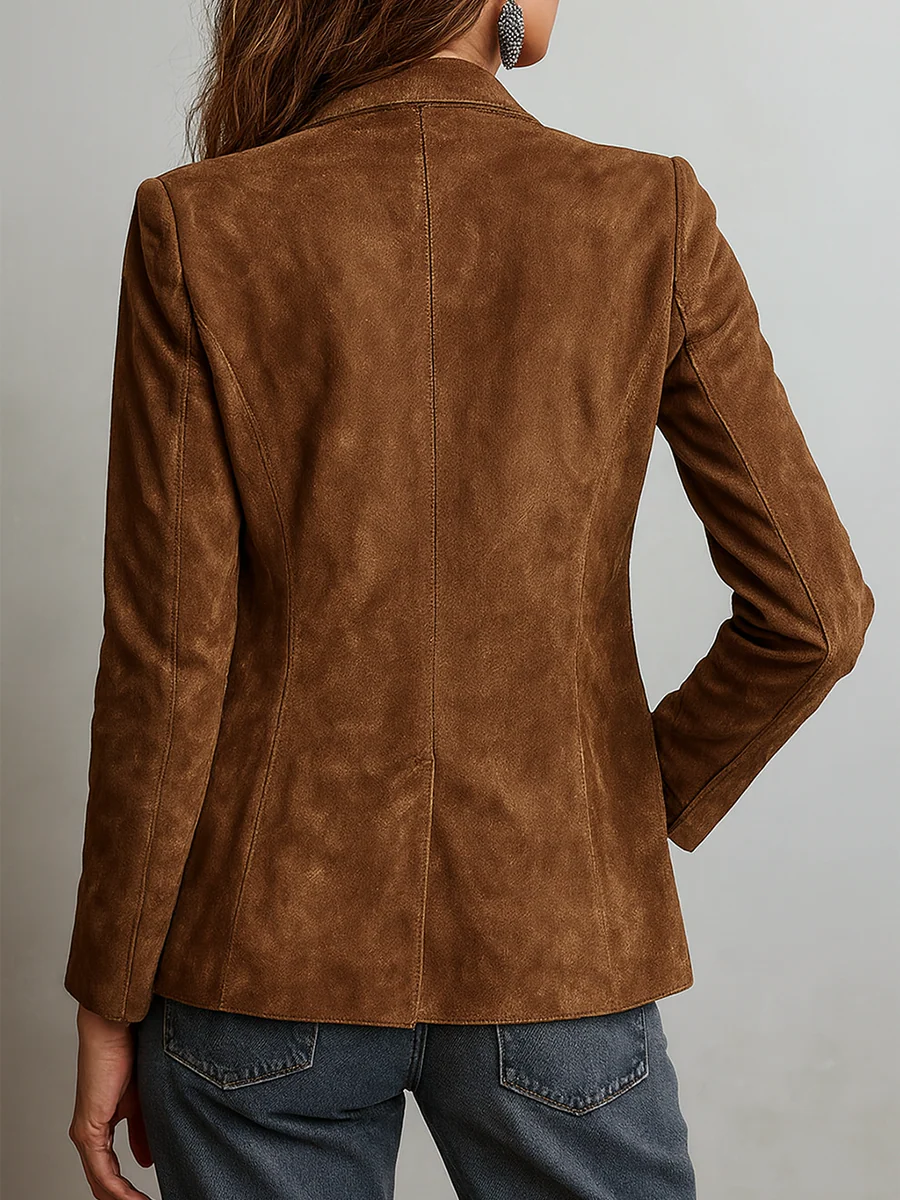 Rachel | Suède blazer met knoopsluiting en borstzak voor dames