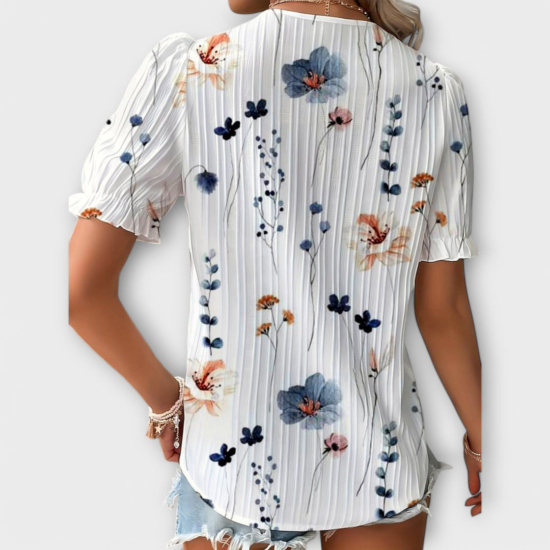 Emily - Modieuze Blouse met Puntige Uitsnijding