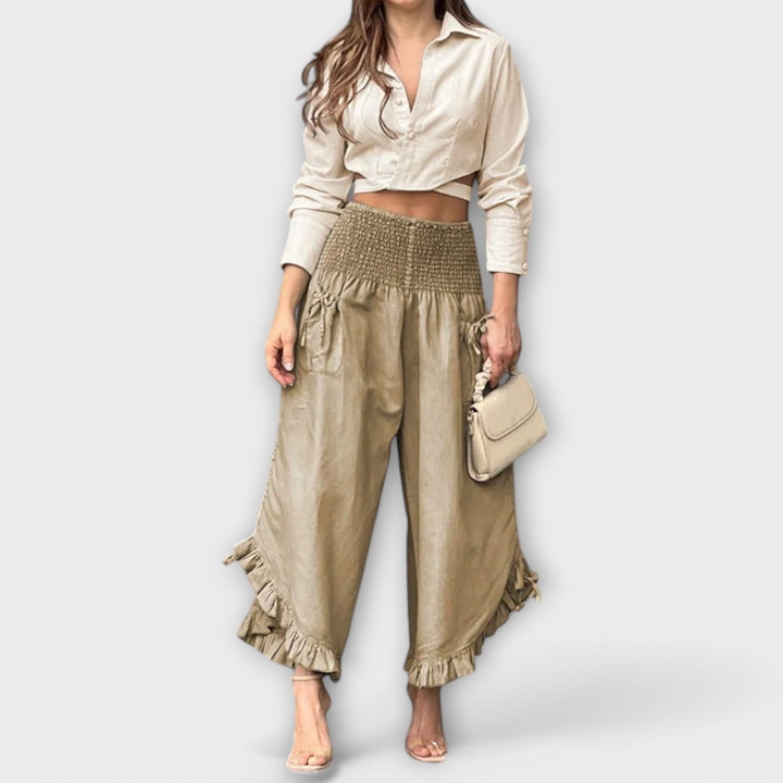 Jaya - Losse broek met modieuze plooien