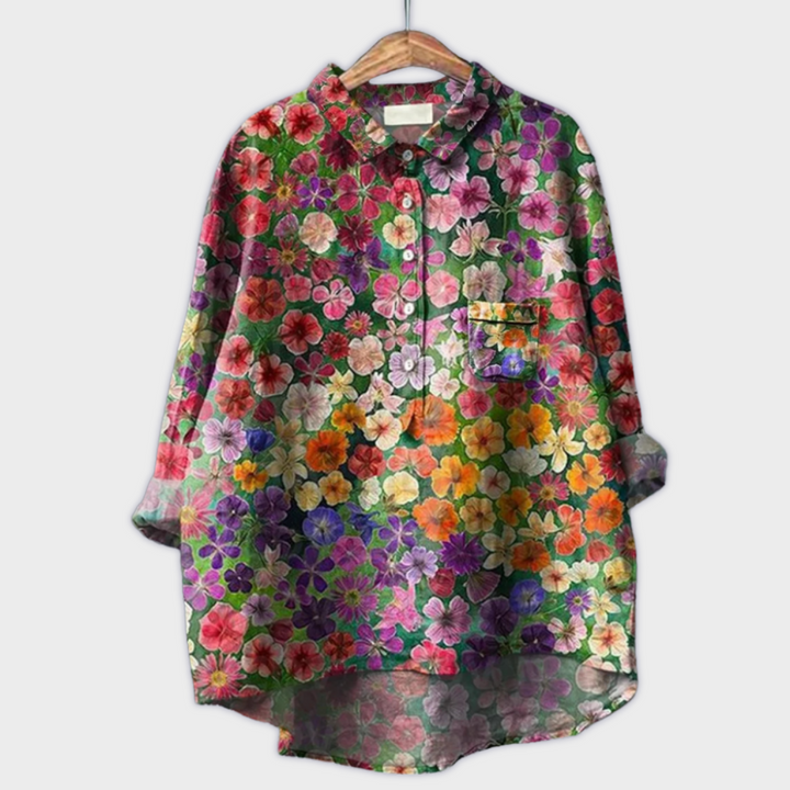 Magdalena - Handgemaakte Damesblouse met Bloemdesign