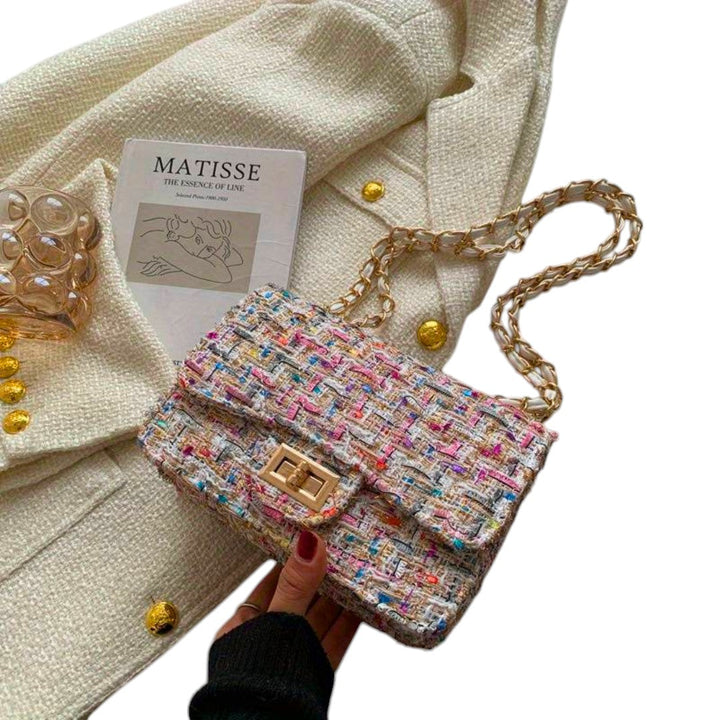 Cecilia | Tweed schoudertas met kettinghengsel voor dames