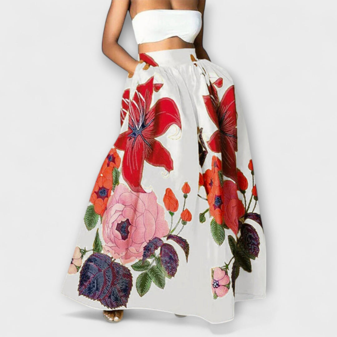 Ysolda - Schitterende Hoge Taille Bloemenprint Rok