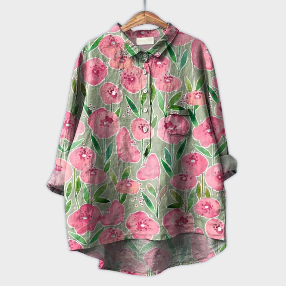 Magdalena - Handgemaakte Damesblouse met Bloemdesign